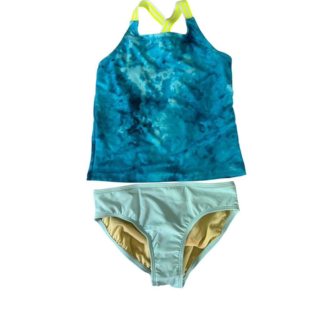 NEW Lands End Teal tie dye tankini size 8
